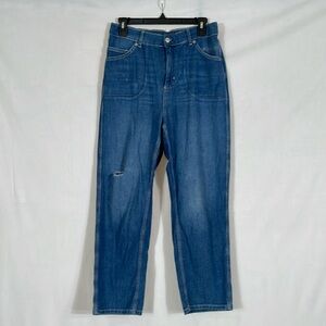 Free People Jeans Relaxed Fit Size M Elastic Back Waist.